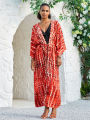 Long Kimono Swimsuit Cover up for Women Stylish Tie Dye Open Front Beach Outfits Bathing Suit.