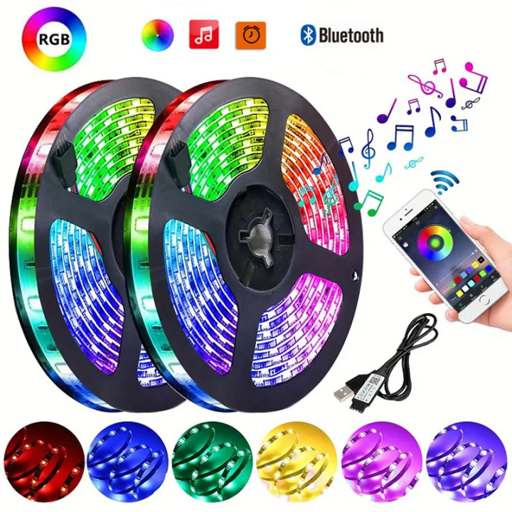 Bluetooth Music Sync RGB LED Strip Lights 45M(3 Rolls Of 15M) USB Color ...