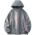 Outdoor UPF50+ Men's Hooded Sunscreen Jacket Summer Ultra Thin Zipper Pocket Windbreaker Elastic Cuffs Hiking Fishing Skin Coats.