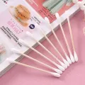 300pcs Double Head Wood Cotton Swab Nose Ears Cleaning Women Makeup Tools Lipstik Cotton Buds Tip Sticks Bastoncillos Oidos. 