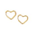 2pcs Fashion Gold Color Stainless Steel Heart Earrings Studs For Women Girl, Simple Punk Hoop Earrings Piercing Jewelry . 