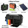 AM/FM Portable Solar Radio with Crank Dynamo Emergency Radio 4000 mAh Rechargeable Battery LED SOS Alarm for Camping.