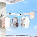 Folding Space Saver Hanger Wall-Mounted Foldable Aluminum Alloy Clothes Drying Rack for Balcony Bedroom Kitchen Living Room.