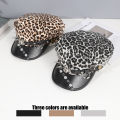 Sweet cool Spice Girl style riveted spider hoop PU leather newsboy hat Y2K fashion trend shopping face small beret.