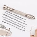 5Pcs/set Leather Sewing Kit Replaceable Needle with Awl Handle Set DIY Leathercraft Shoes Repair Tools Punch Stitching Needles. 