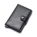 ID Credit Bank Card Holder with Hasp Wallet Men Anti Rfid Blocking Protected Magic PU Leather Slim Mini Small Money Wallets Case. 