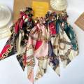 2 pcs Mix Prints & design ponytail long scrunchie fashion korean for girls & women hair accessories hairclip hairband hairpony pony scrunchie turban headband elastic Long design new style Beautieboxpk. 