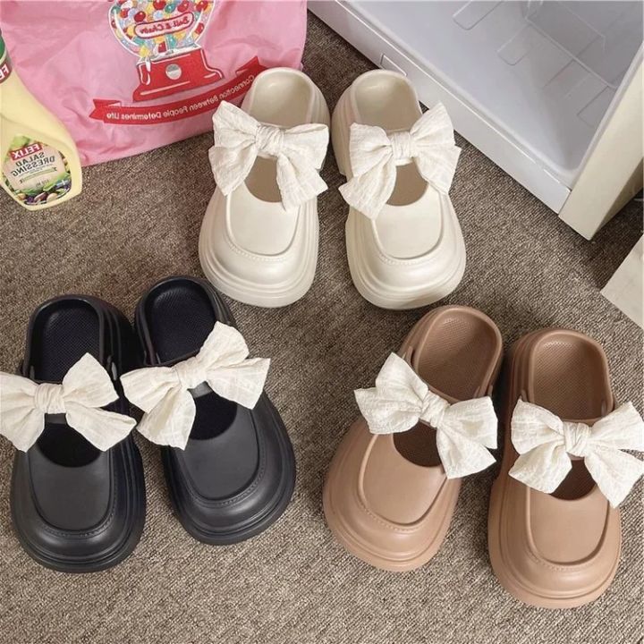 2025 New EVA Women's Bowknot Slippers Summer Soft Outdoor Lightweight Casual Sandals Slippers Plus Non-slip Beach Shoes Women's