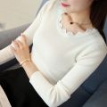 Casual Solid Sweater Women Knitted Slim White Pullover Long Sleeve Tops 2024 Autumn Winter Butterfly Neck Jumper Female 7167 50. 