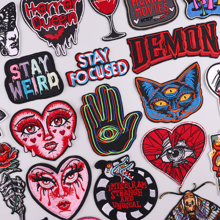 Punk Series Patch Iron On Patches For Clothing Thermoadhesive Patches On Clothes Horror Eyes Embroidery Patch DIY Sewing Patch