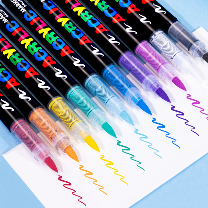 1Pc Colors Acrylic Paint Pens Markers Brush Tip Paint Markers For Rock