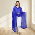 Crinkle Chiffon Dupatta Lightweight Fancy 4 Side Ring Lace Elegant Party Wear for Women & Girls Multiple Colors. 