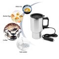 Quick-Heat Car Heater Mug Insulated Double-Wall Stainless Steel with Large Capacity Essential Beverage Warmer for Convenience. 