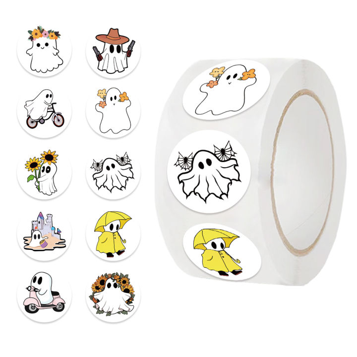 500PCS Halloween Cute Ghost Graffiti  Roll Stickers For Suitcase Skateboard Laptop Luggage Phone Car Styling DIY Decal Pegatinas