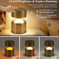 Rechargeable Metal Touch Table Lamp with 3-Level Brightness & Stepless Dimming | Warm, Natural, Cool Light Options. 