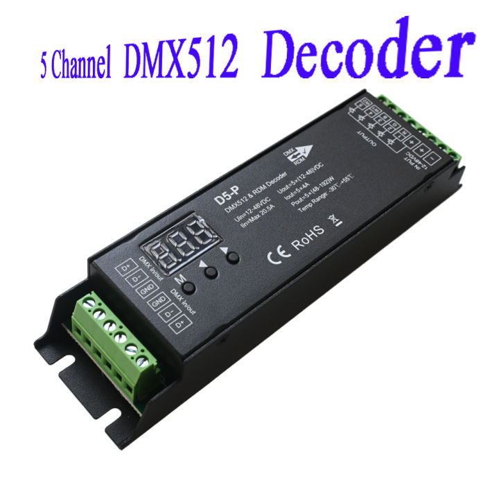 5 Channel DMX Decoder with RDM Digital Display DMX512 Dimmer Driver PWM ...