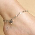 New Fashion Foot Chain Tibetan Silver Hollow Plum Flowers Heart-Shaped Anklet For Women. 