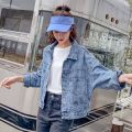 Women's denim jacket Korean version of the jacket Korean version of the long-sleeved sunscreen vintage collar striped shirt. 
