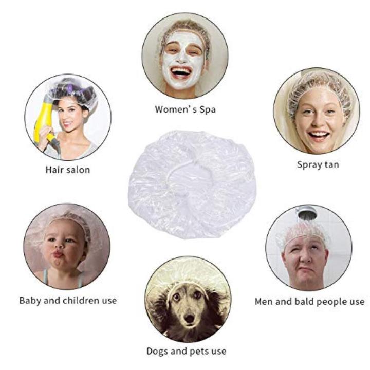 5-100Pcs%20Disposable%20Shower%20Cap,%20Elastic%20Thickened%20Plastic%2042cm%20Waterproof%20Design,%20For%20Home%20Salon%20Spa%20Shower%20Bath%20Use%20-%20Image%202