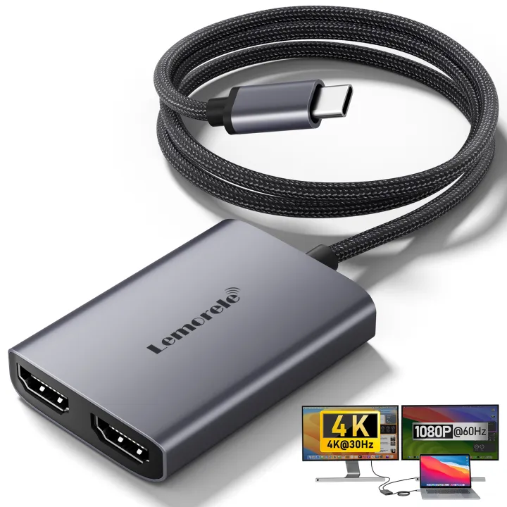 Lemorele%20HD20%204K%20USB%20C%20Hub%20for%20Macbook%20MST%20Docking%20Station%20Triple%20Display%20USB-C/A%20to%202x%20HDMI%20Aluminum%20Body%20Braided%20Cable%20-%20Image%207