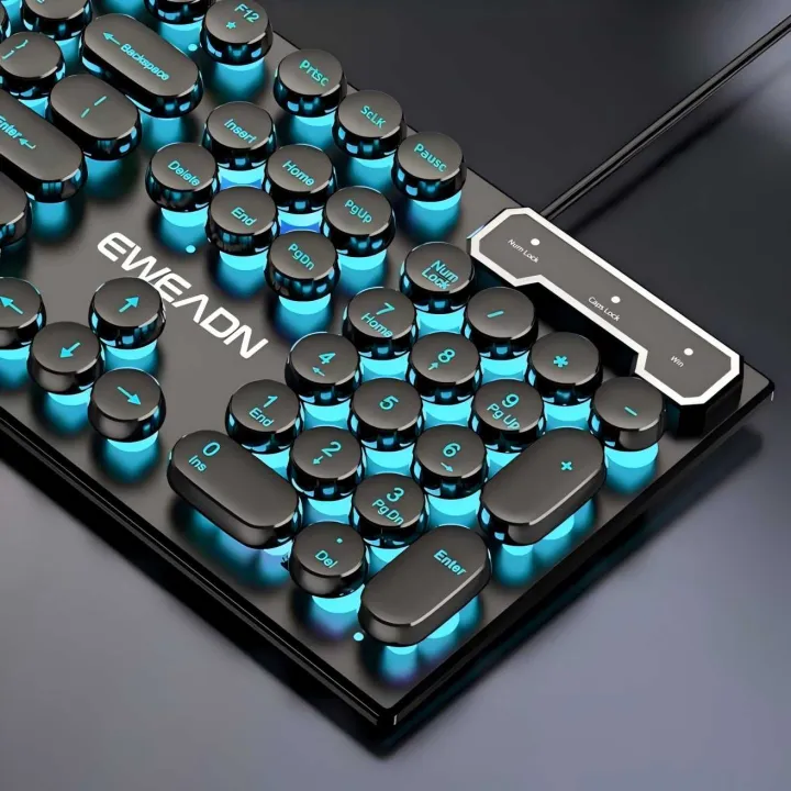EWEADN%20Typewriter%20Gaming%20Keyboard,%20104%20Keys,%20Retro%20Punk%20Round%20Keycaps,%20Blue%20Backlight,%20USB%20Wired,%20for%20Windows%20PC/Laptop%20-%20Image%206