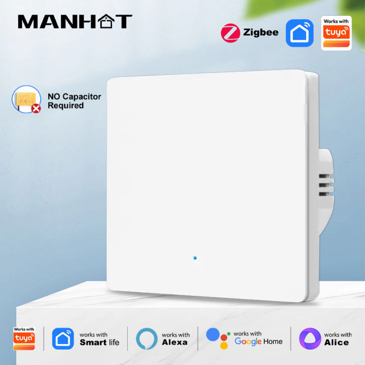Tuya Zigbee Smart Light Switch EU Push Button physics Wall Switch 100-240V Work With Alexa  Home No Capacitor Required lightify