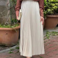 HXAO Women's Pleated Skirt Summer Brown Ruffle Skirt Cylinder Pleats Mid Waist Midi Skirt Fashion Elegant Women Long Skirt 2025.