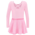 Long Sleeves Leotard for Girls Gymnastics Practice Clothes Ballet Tutu Dress Stage Dance Costume with Skirt. 
