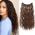 Synthetic Invisible Wire Hair Extension Curly Hair Adjustable Heat-Friendly Fiber Seamless Volume Length For Women. 