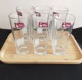 6 PIECE GLASS SET. DRINKING GLASS. BOTTOM SQUARE SHAPE. 