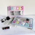 PVC Letter Graphic Pattern Travel Airport Large Capacity Portable Makeup Storage Bag File Pocket.