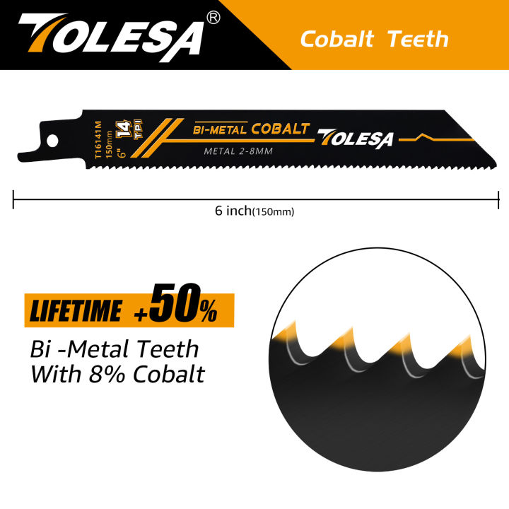 TOLESA%205PCS%206in%20Heavy%20Metal%20Cutting%20Reciprocating%20Saw%20Blades%2014TPI%20Cast-Iron%20Bi-Metal%20Sabre%20Saw%20Blades%20for%20Metal%20Pipe,%20Rebar%20-%20Image%204