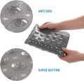 1pc Bathtub Mat with Suction Cups and Drain Holes, 27.6x15In Non-Slip Shower Mat Bathroom Mat Machine Washable, Clear Gray/Blue. 