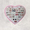 72/Pieces which is 36/Pairs of Studs, Random Earrings, Cartoon heart shape packing Hypoallergenic Plastic and metal Stud Earrings Set for Women Girls. 