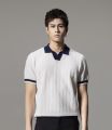 Summer Stripe Jacquard Short Sleeved Knitted Polo Tshirt For Men. 