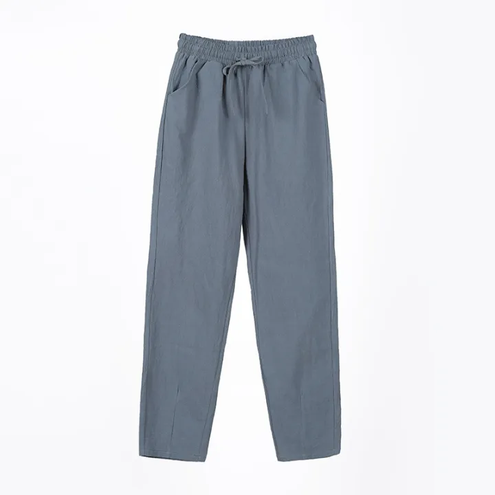 Womens%20Spring%20Summer%20Pants%20Cotton%20Linen%20Solid%20Elastic%20waist%20Candy%20Colors%20Harem%20Trousers%20Casual%20Female%20Pants%20-%20Image%203