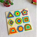 Wooden Shapes Puzzle Learning Toy, Montessori Brain Teaser Puzzle Board with 9 Geometric Shapes, Interactive Game Educational Toys for Kids, Multicolour, 3+ Years. 