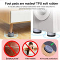 4 Pcs Washing Machine Anti Vibration Pads Lifting  Feet Anti Slip Mute Furniture Leveler Universal Dampers Fixed Base. 