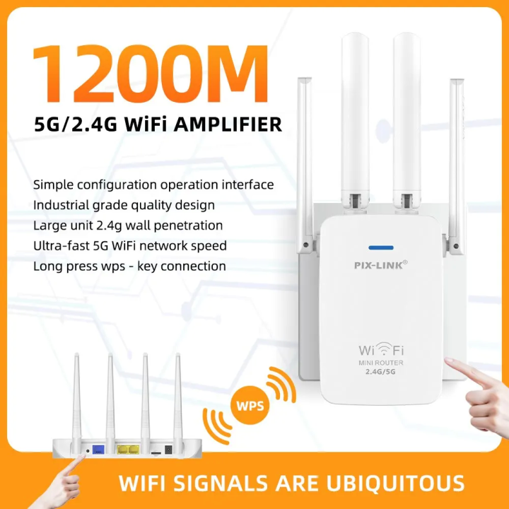 PIX-LINK AC29 1200Mbps Wireless Wifi Extender Wifi Repeater/Router Dual ...