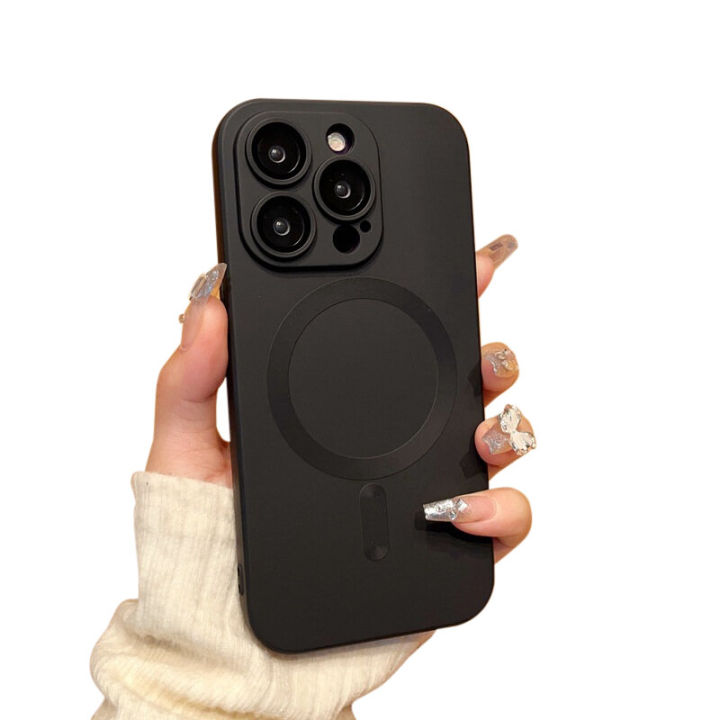 Felixio protective soft envelope for iPhone Xs XR Max 78 plus back cover protector for iPhone 11 12 13 14 15 Pro Max Plus magnetic liquid silicone phone case MagSafe ks08