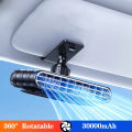 Hipacool Car Clip Fan for Sun Visor 30000mAh Rechargeable USB Fan 360° Rotate 5 Speeds Cooling Fan Ultra-thin Quiet Auto Cooler.