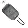CAMPINGMOO Outdoor Fried Nets and Baskets, Camping Folding 304 Stainless Steel Fried French Fries, Picnic Lunch Boxes, S-1218.