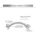 6Pcs Stainless Steel Rook Daith Earrings, Belly Lip Ring Eyebrow Studs Cartilage Tragus Cubic Zirconia Barbell Body Piercing. 