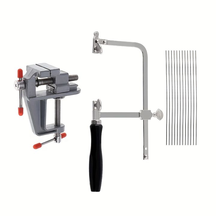 Professional Jewelry Saw Tool Kit with an Adjustable Saw Frame, Includes 12 Saw Blades And a Mini Bench Vise with Clamps for Jew