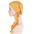 Solid Color Muslim Fashion Hijabs Turban Bonnet Long Tail Head Wraps Elastic Hijab Hats Breathable Chemo Cap For Women Girls. 
