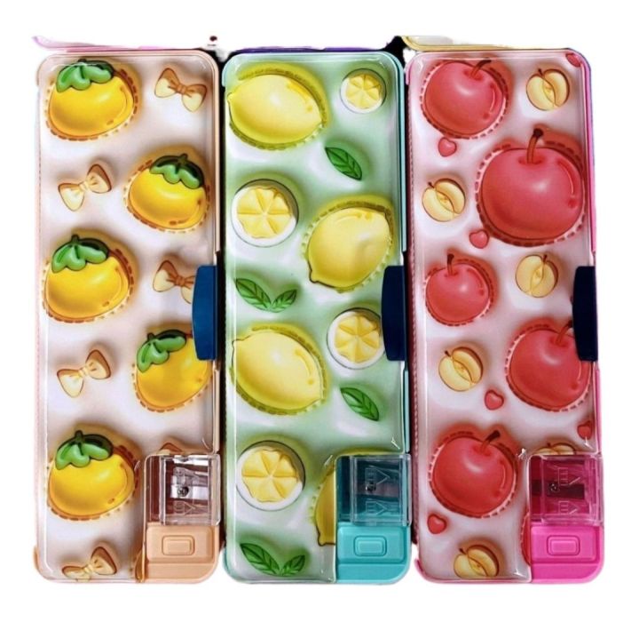 01 Box Plastic Pencil & Pen Boxes & Cases  Magnetic Lock with Double Sharpener