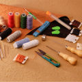KRABALL 59 Pcs Leather Sewing Kit Repair Stitching Tool Set with Sewing Thread Curved Needles Awl Bobbin Thimble Scissor. 