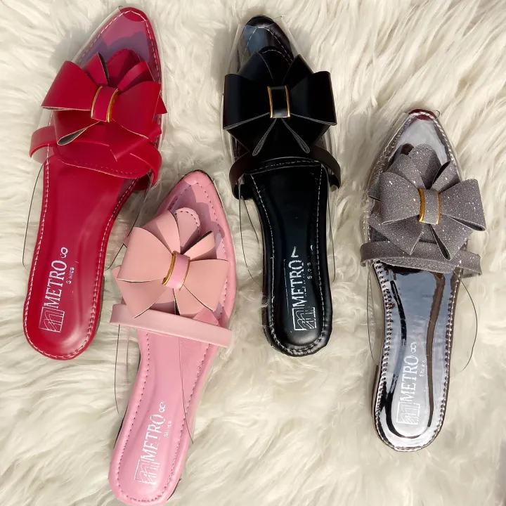 Metro%20Transparent%20New%20Luxury%20Fashion%20Trendy%20Women%20Red%20Bow%20Pointed%20Toe%20Flat%20Slip-On%20Sandals%20%E2%80%93%20Stylish%20Ladies%20Fashion%20Shoes%20-%20Image%203