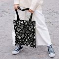 Mystical Witch Tote Bag with Skull, Potion & Star Design , with Fixed Shoulder Straps for Halloween Parties. 