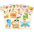 3 piece Wooden Puzzles for Toddlers 3 Years Animal Vehicle Jigsaw Puzzle Educational Kids Puzzles Toys Montessori Learning Jigsaw Toy. 